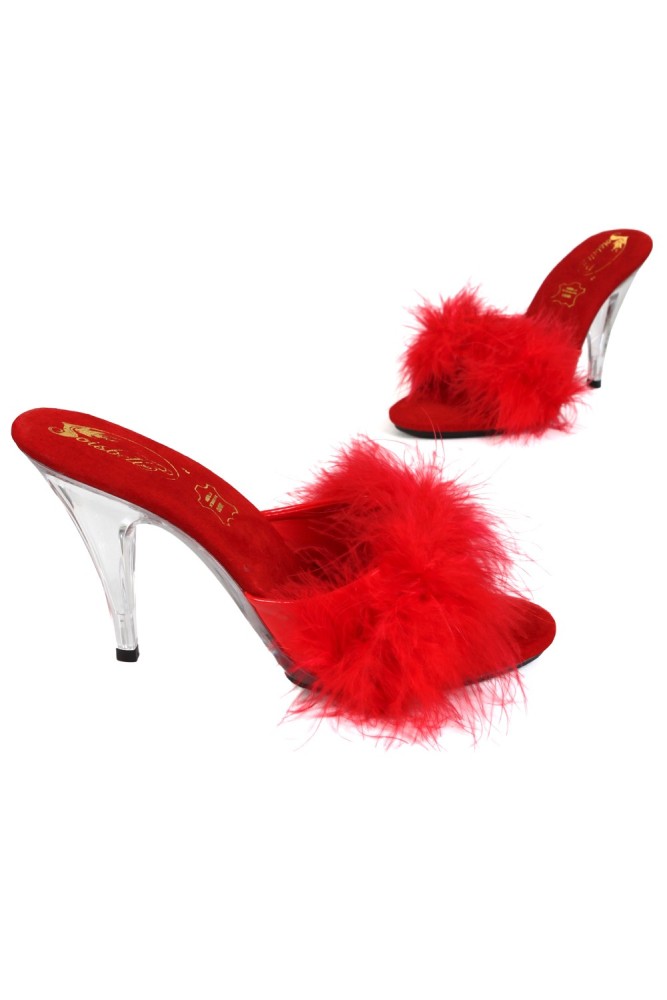 Mules d'intérieur avec plumes