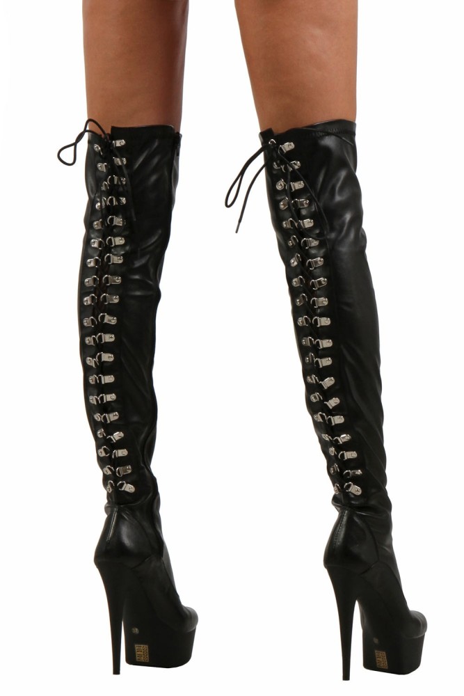 Cuissardes Plateform aspect cuir avec laçage