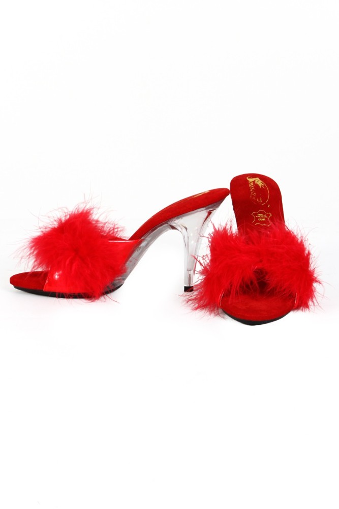 Mules d'intérieur avec plumes