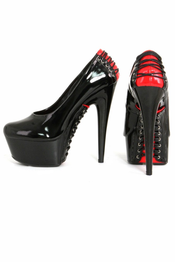 Escarpins Vinyle plateforme effet corset