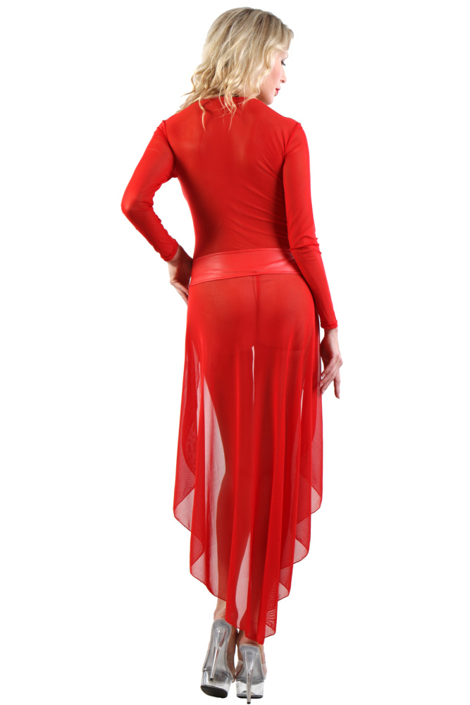 Déshabillé long en résille et fintion Wetlook