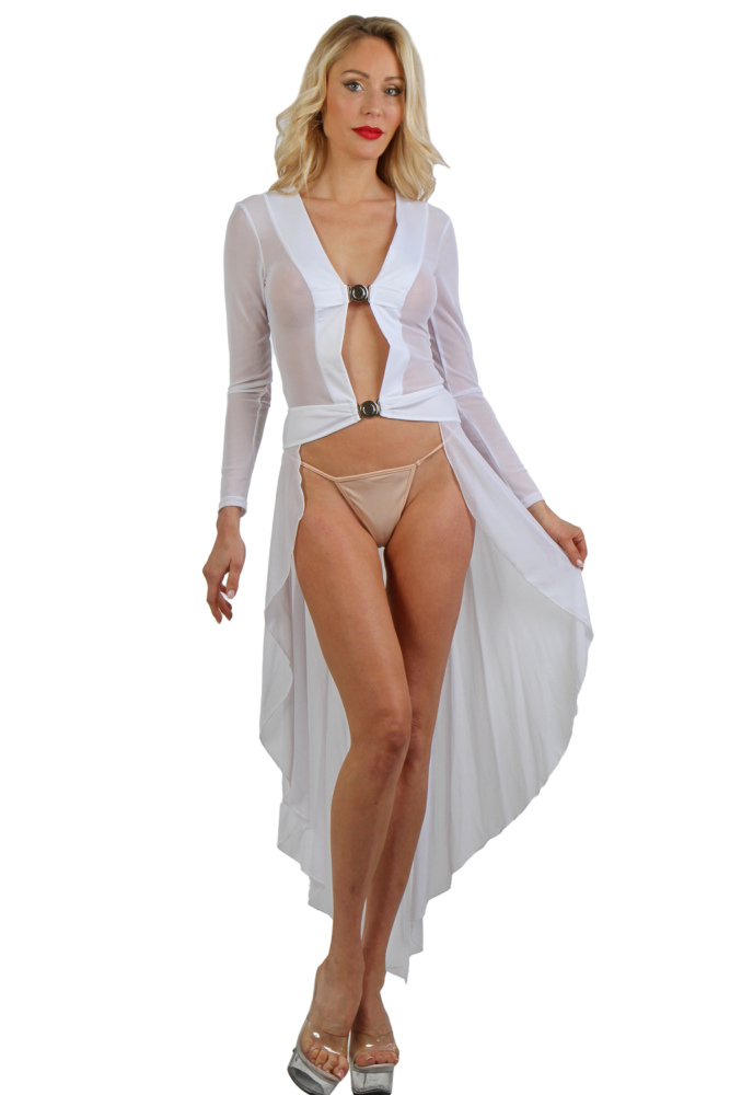 Déshabillé long en résille et fintion Wetlook