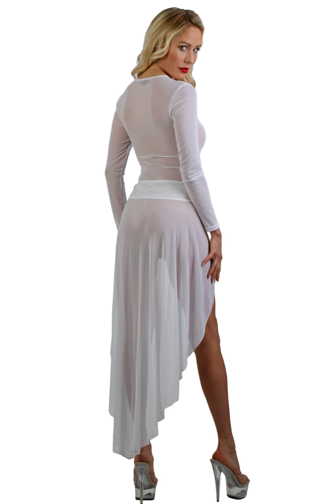 Déshabillé long en résille et fintion Wetlook