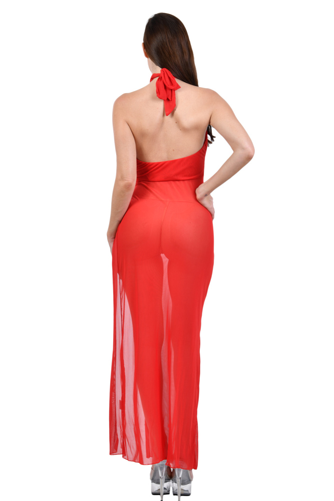 Robe longue croisée avec fente à l’avant