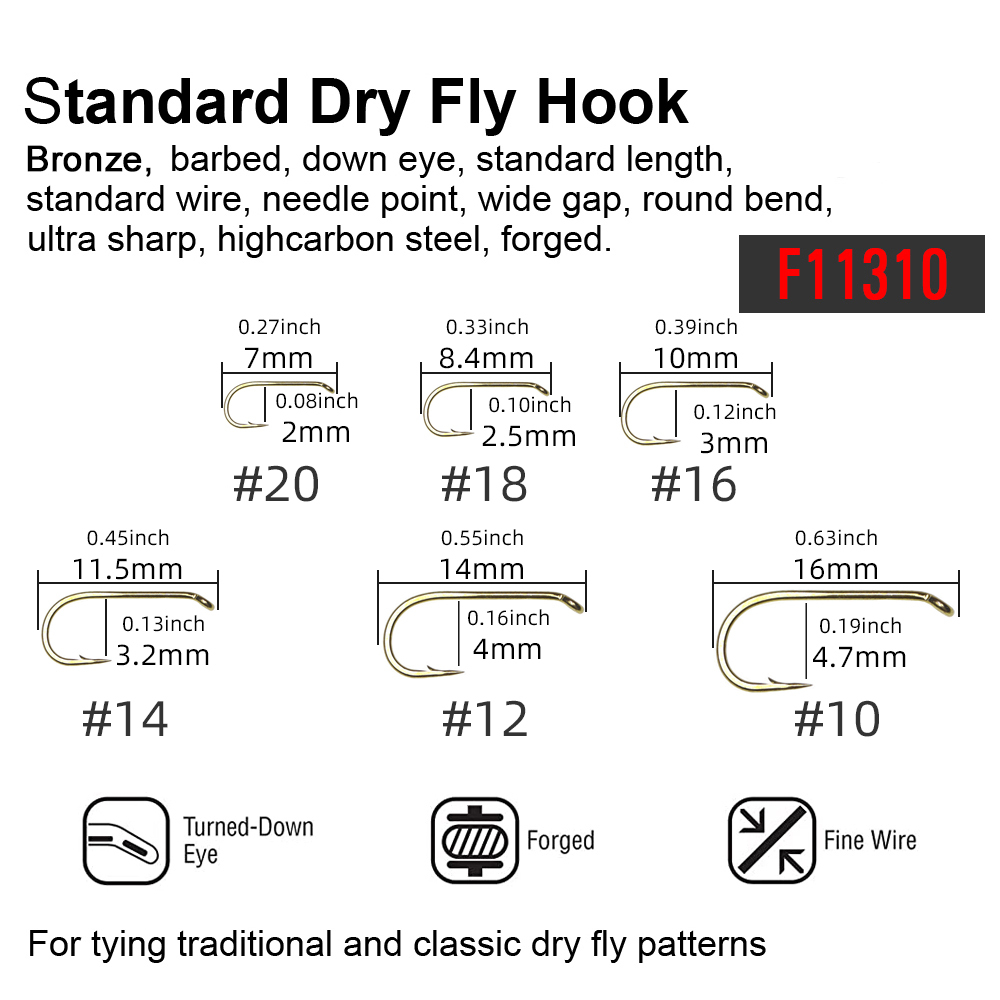 ICERIO 240PCS Fly Tying Hooks Barbed Standard Dry Wet Fly Tying Hook with Box Nymph Shrimp Caddis Pupae Flies Curved Czech Scud Fishing Hook