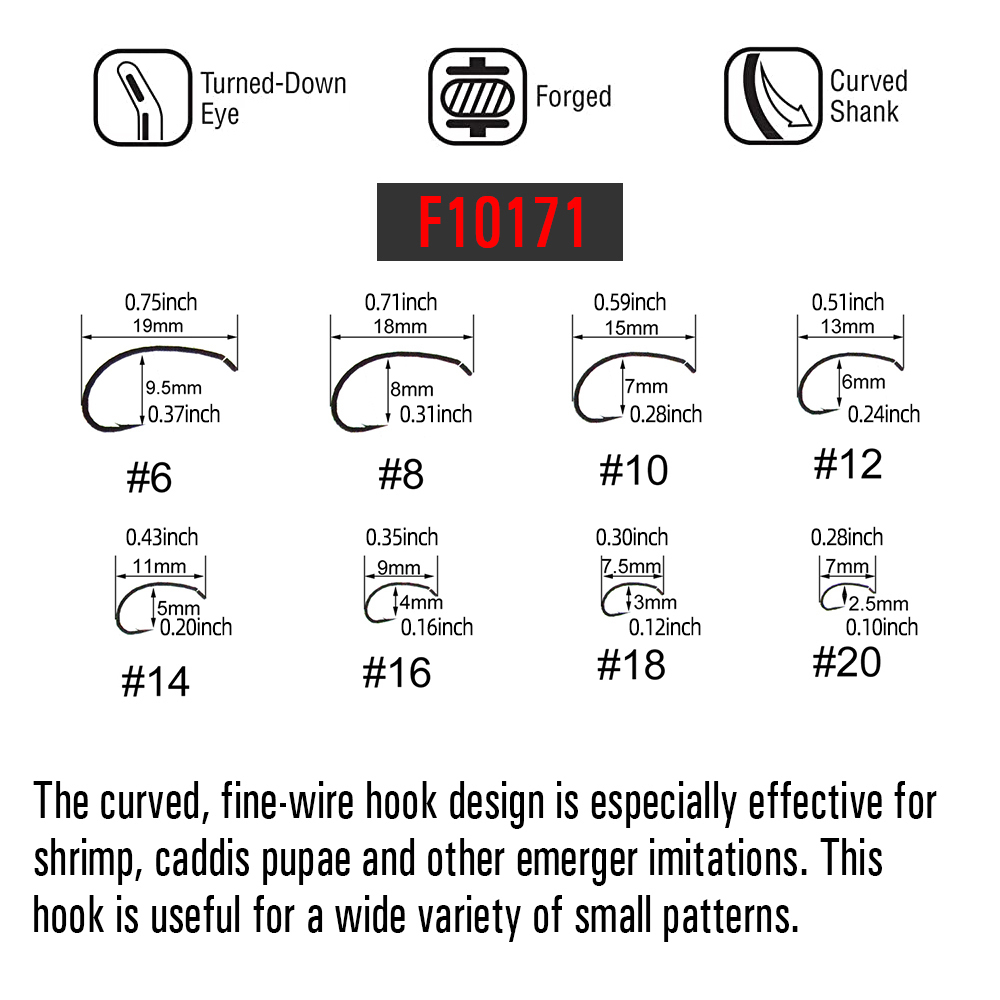 ICERIO 240PCS Fly Tying Hooks Barbed Standard Dry Wet Fly Tying Hook with Box Nymph Shrimp Caddis Pupae Flies Curved Czech Scud Fishing Hook