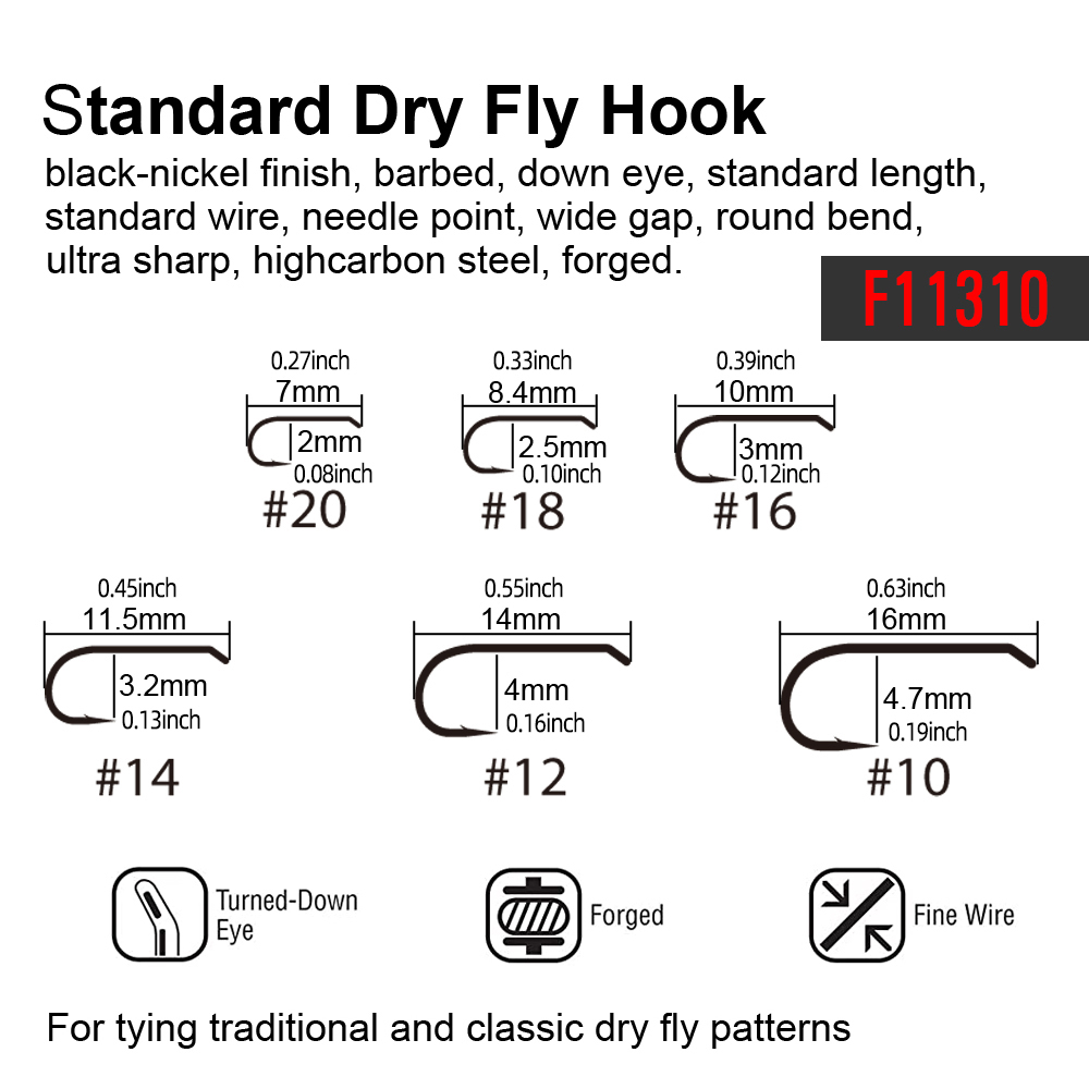 ICERIO 240PCS Fly Tying Hooks Barbed Standard Dry Wet Fly Tying Hook with Box Nymph Shrimp Caddis Pupae Flies Curved Czech Scud Fishing Hook