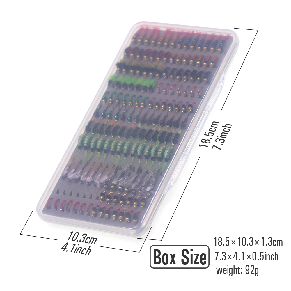 ICERIO 147PCS Fly Fishing Flies Box Set Midge Larvae Scud Shrimp Nymph Flies for Trout Bass Grayling Panfish Lure Carp Artificial Fish Bait