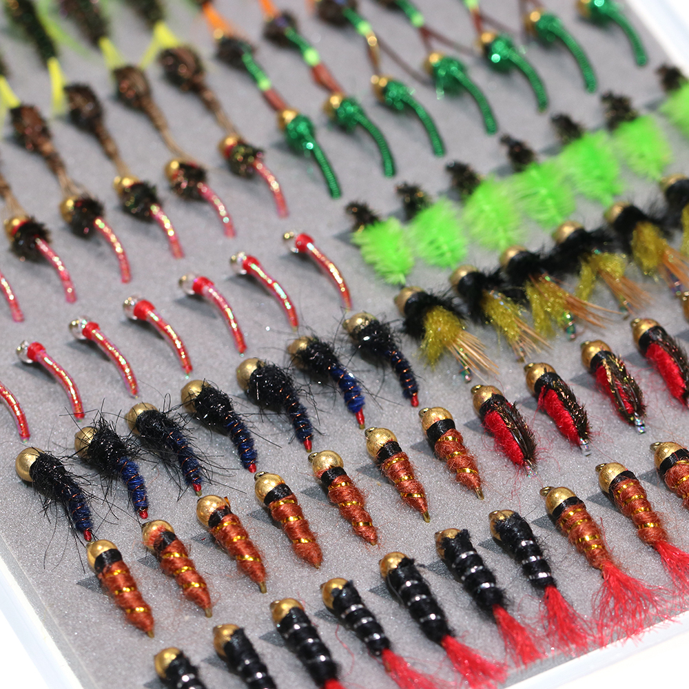 ICERIO 147PCS Fly Fishing Flies Box Set Midge Larvae Scud Shrimp Nymph Flies for Trout Bass Grayling Panfish Lure Carp Artificial Fish Bait