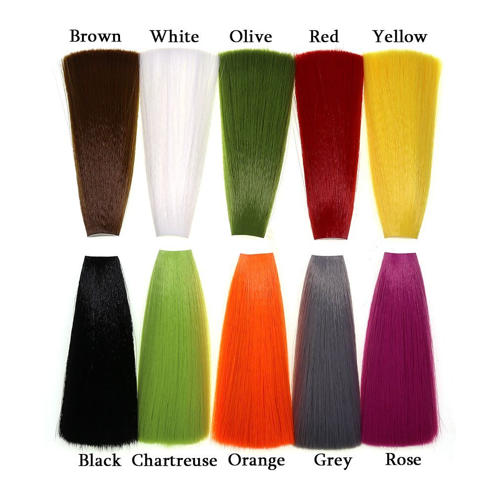 ICERIO 1PC Tapered Synthetic Faux Bucktail Fly Tying Fibers for Clouser Minnows Streamers Nymph Mayfly Poppers Jig Hook Lures