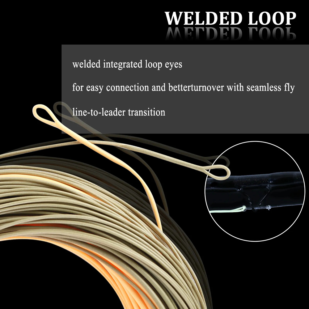 ICERIO 1 Pack 90FT WF-3F~WF-8F Single Handed Spey Fly Fishing Line Weight Fowarded Floating Fly Line With 2 Weld Loops Peach/Camo Fly Fishing Cord