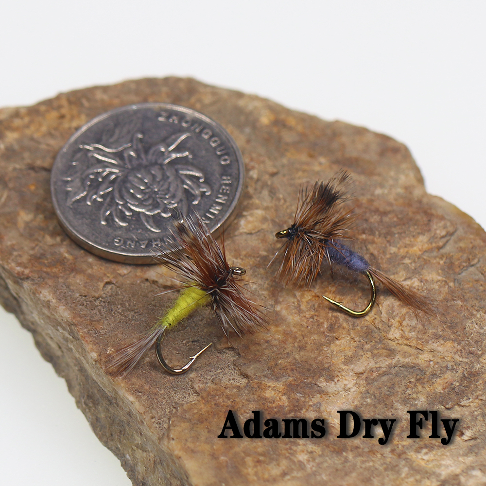 ICERIO 20PCS/BOX Adams Dry Fly Hook Artificial Trout Fishing Lure Bait Adult Mayfly Flying Caddis or Midge Fishing Flies