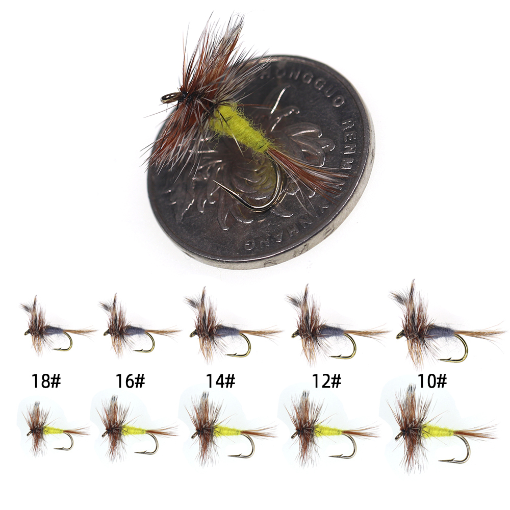 ICERIO 20PCS/BOX Adams Dry Fly Hook Artificial Trout Fishing Lure Bait Adult Mayfly Flying Caddis or Midge Fishing Flies