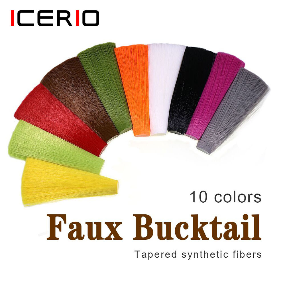 ICERIO 1PC Tapered Synthetic Faux Bucktail Fly Tying Fibers for Clouser Minnows Streamers Nymph Mayfly Poppers Jig Hook Lures