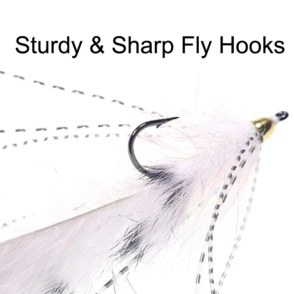 ICERIO 3PCS Brass Cone Heads Barred Zonker Streamers Flies Trout Bass Fishing Fly Lure Baits 1/0