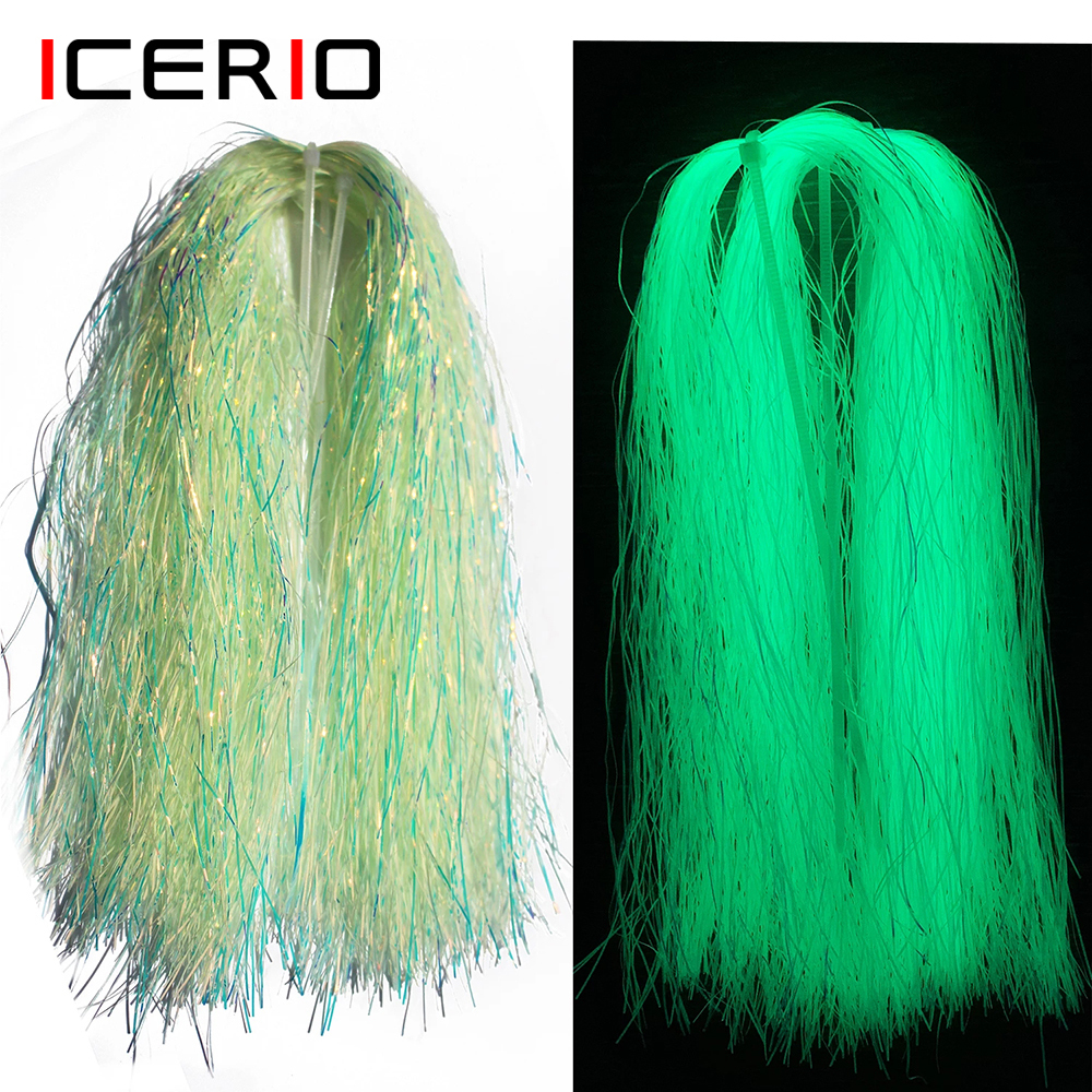 ICERIO 2Packs Synthetic Mylar Fiber Luminous Fly  Tying Material for Pike Trout Salmon Streamers Jig Fishing Hook Lure Making