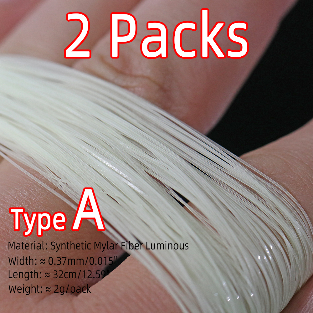 ICERIO 2Packs Synthetic Mylar Fiber Luminous Fly  Tying Material for Pike Trout Salmon Streamers Jig Fishing Hook Lure Making