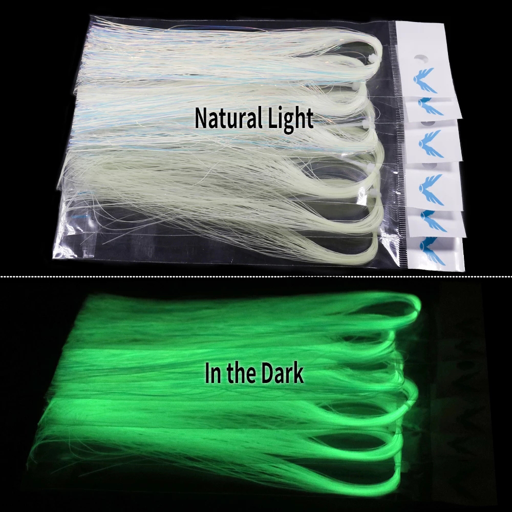 ICERIO 2Packs Synthetic Mylar Fiber Luminous Fly  Tying Material for Pike Trout Salmon Streamers Jig Fishing Hook Lure Making