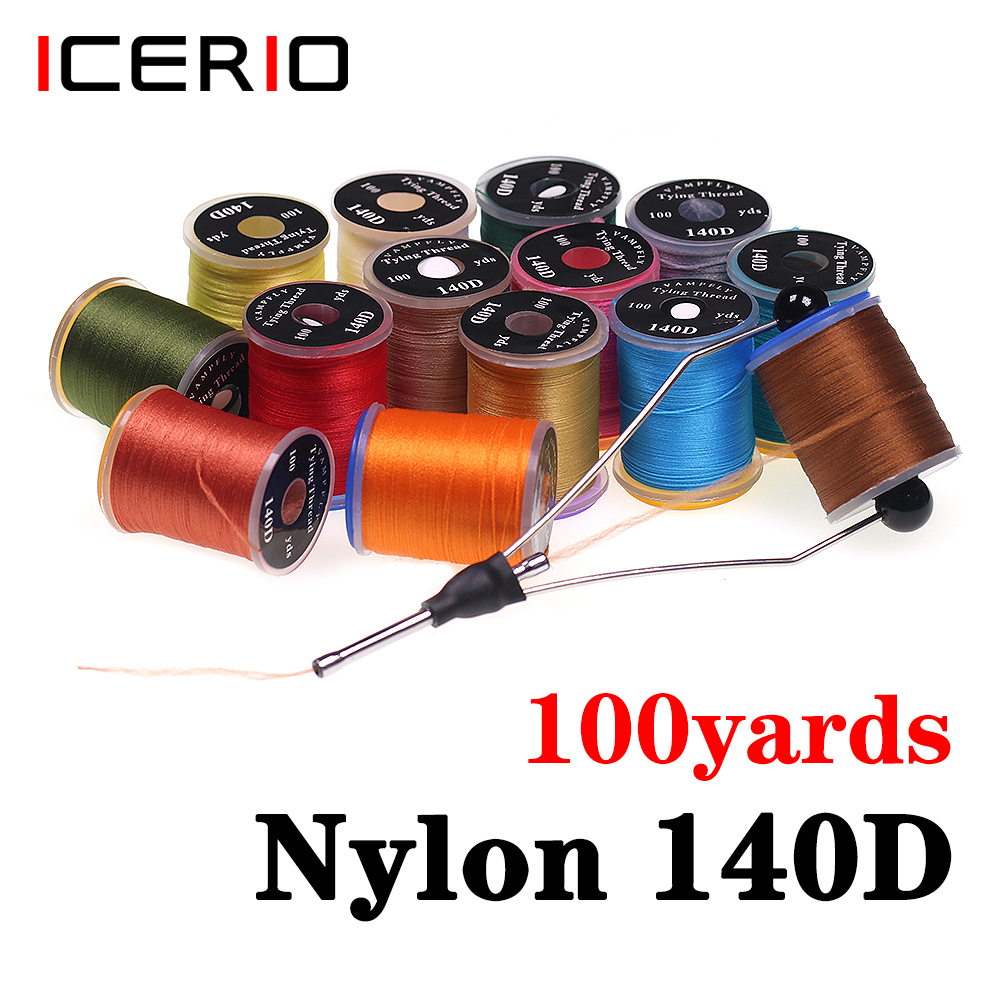ICERIO 140D Fly Tying Thread Non Waxed Fly Tying Wires Materials Kits Fly Tying Tieing Supplies for Dry Wet Flies with Bobbin Holder