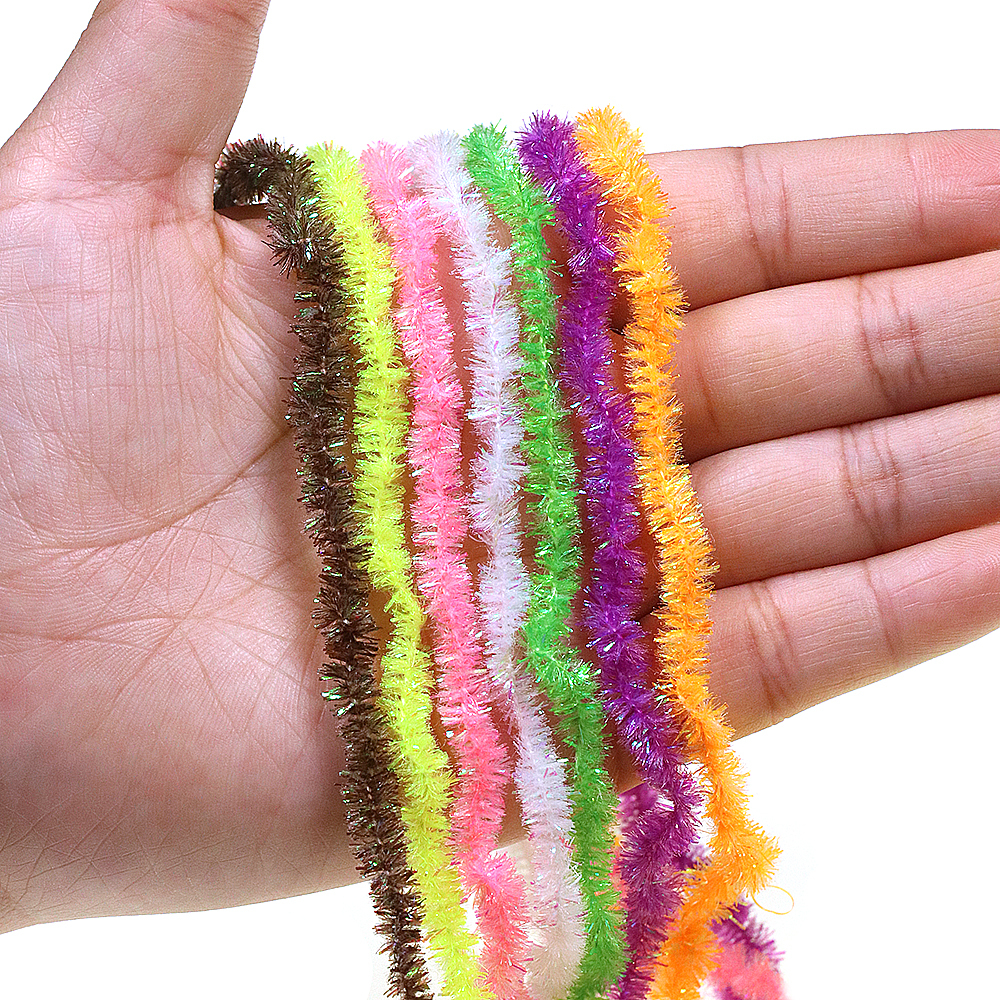 ICERIO 2meters/pack Fly Tying Materials Ice Dub Chenille Sparkly Yarn for Woolly Bugger Flashy Body Trout Fishing Fly Bait