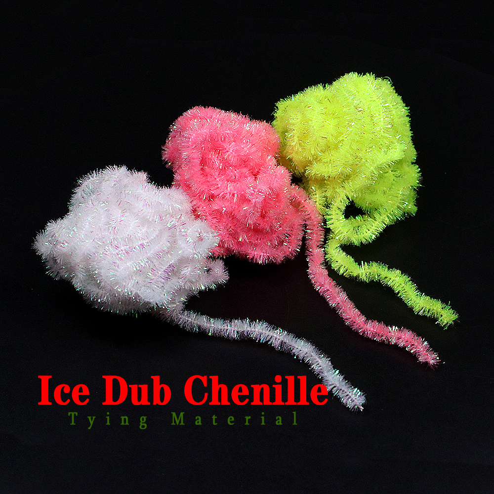 ICERIO 2meters/pack Fly Tying Materials Ice Dub Chenille Sparkly Yarn for Woolly Bugger Flashy Body Trout Fishing Fly Bait