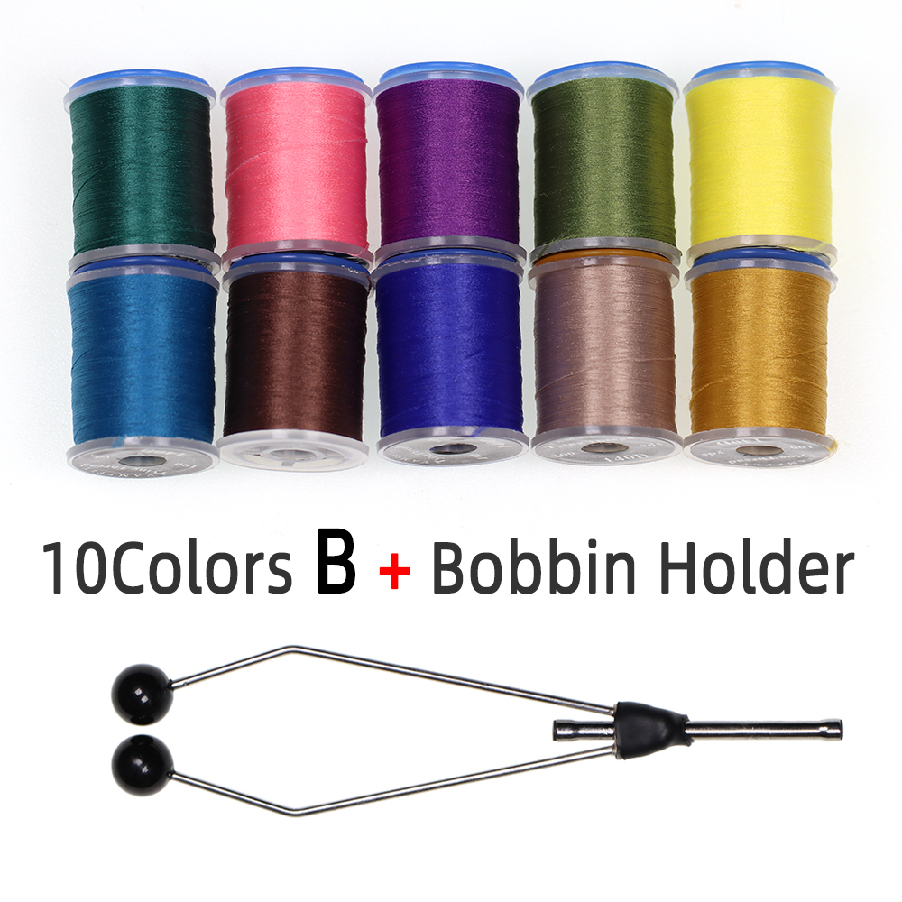 ICERIO 140D Fly Tying Thread Non Waxed Fly Tying Wires Materials Kits Fly Tying Tieing Supplies for Dry Wet Flies with Bobbin Holder