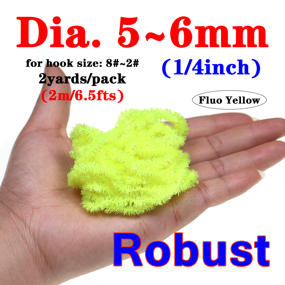 ICERIO 2meters/pack Fly Tying Materials Ice Dub Chenille Sparkly Yarn for Woolly Bugger Flashy Body Trout Fishing Fly Bait