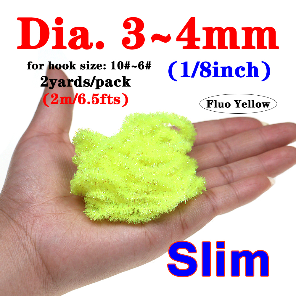 ICERIO 2meters/pack Fly Tying Materials Ice Dub Chenille Sparkly Yarn for Woolly Bugger Flashy Body Trout Fishing Fly Bait