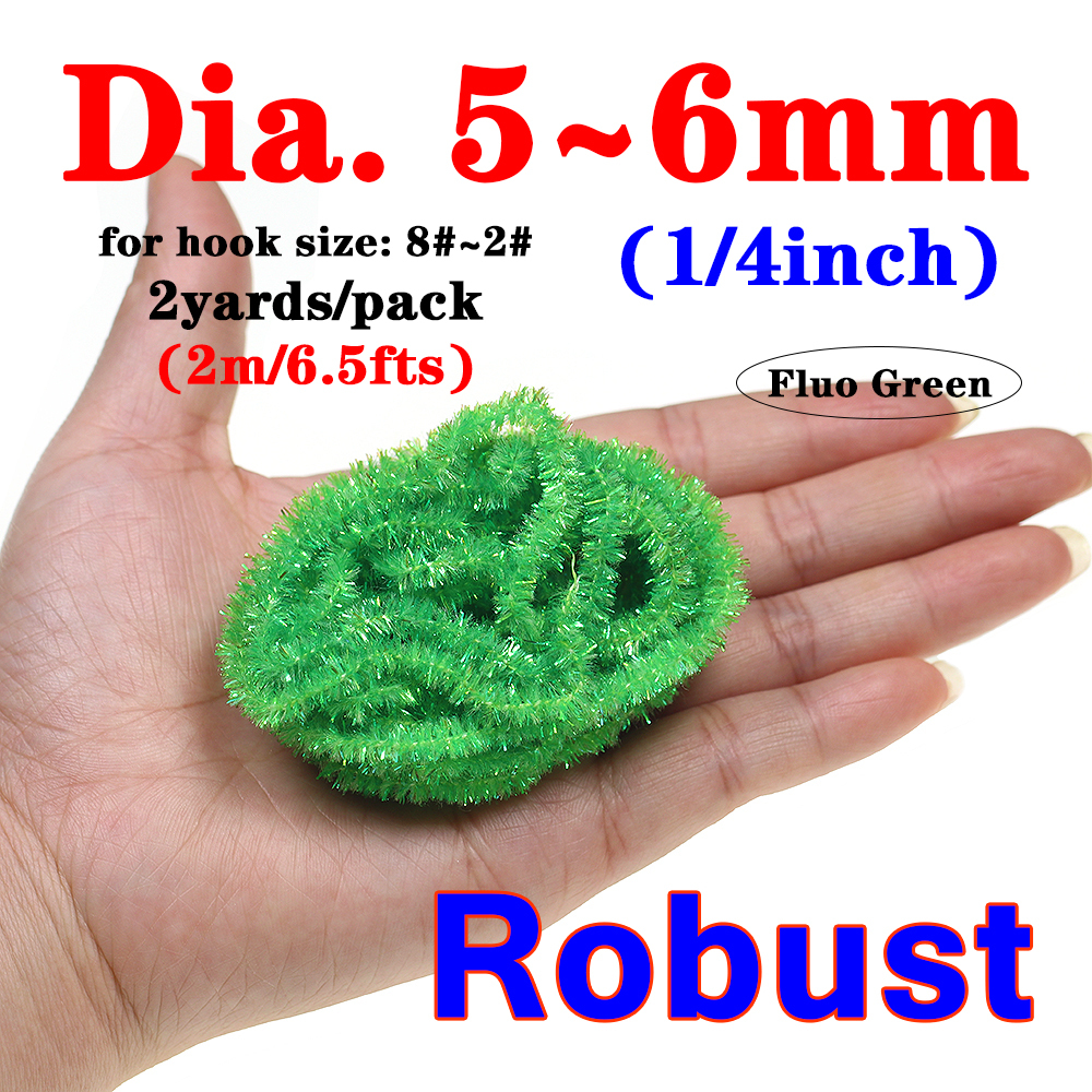 ICERIO 2meters/pack Fly Tying Materials Ice Dub Chenille Sparkly Yarn for Woolly Bugger Flashy Body Trout Fishing Fly Bait