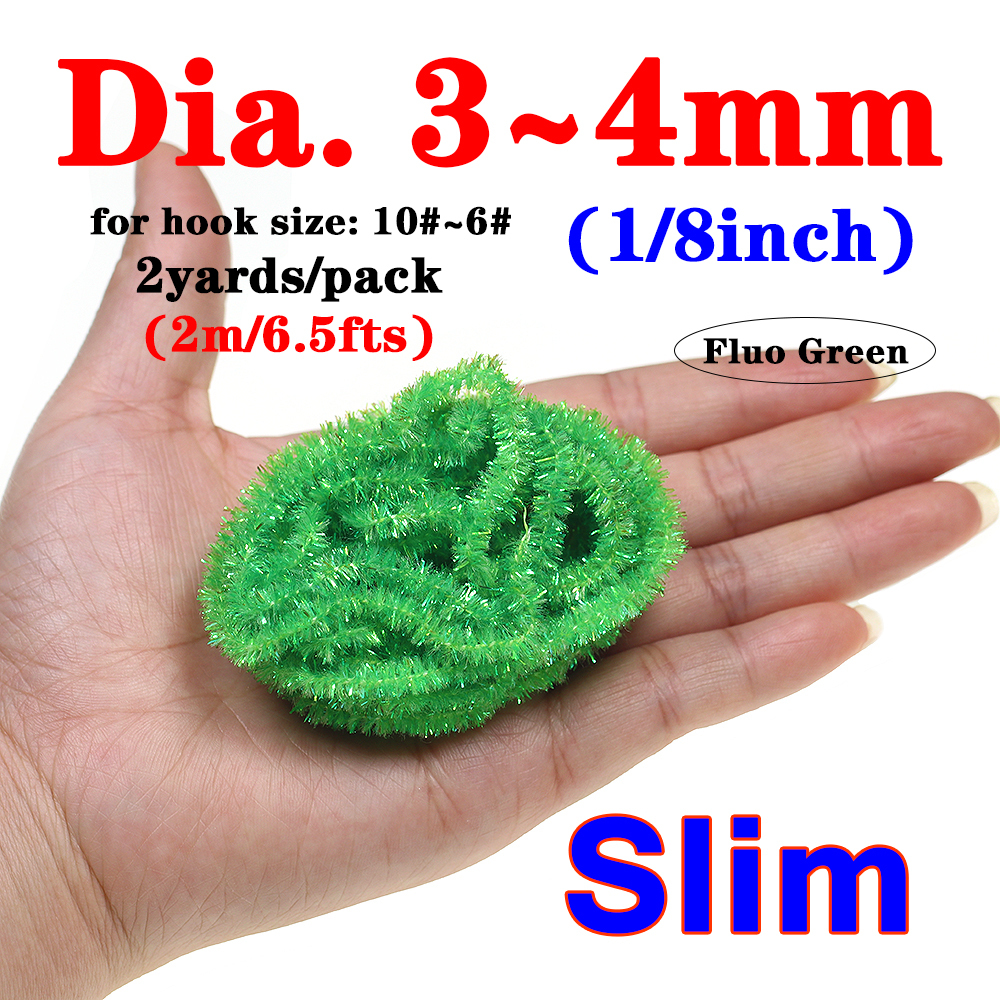 ICERIO 2meters/pack Fly Tying Materials Ice Dub Chenille Sparkly Yarn for Woolly Bugger Flashy Body Trout Fishing Fly Bait