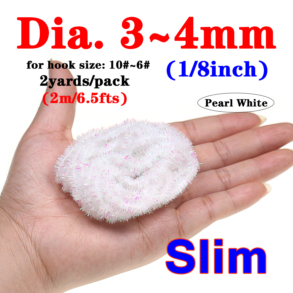 ICERIO 2meters/pack Fly Tying Materials Ice Dub Chenille Sparkly Yarn for Woolly Bugger Flashy Body Trout Fishing Fly Bait