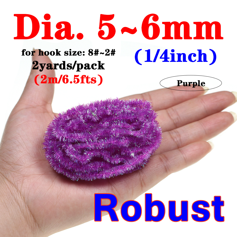 ICERIO 2meters/pack Fly Tying Materials Ice Dub Chenille Sparkly Yarn for Woolly Bugger Flashy Body Trout Fishing Fly Bait