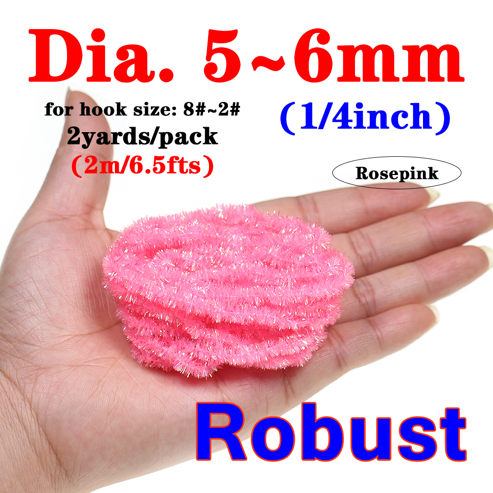 ICERIO 2meters/pack Fly Tying Materials Ice Dub Chenille Sparkly Yarn for Woolly Bugger Flashy Body Trout Fishing Fly Bait