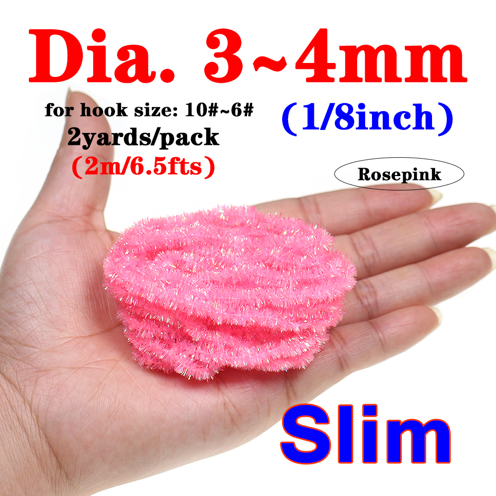ICERIO 2meters/pack Fly Tying Materials Ice Dub Chenille Sparkly Yarn for Woolly Bugger Flashy Body Trout Fishing Fly Bait