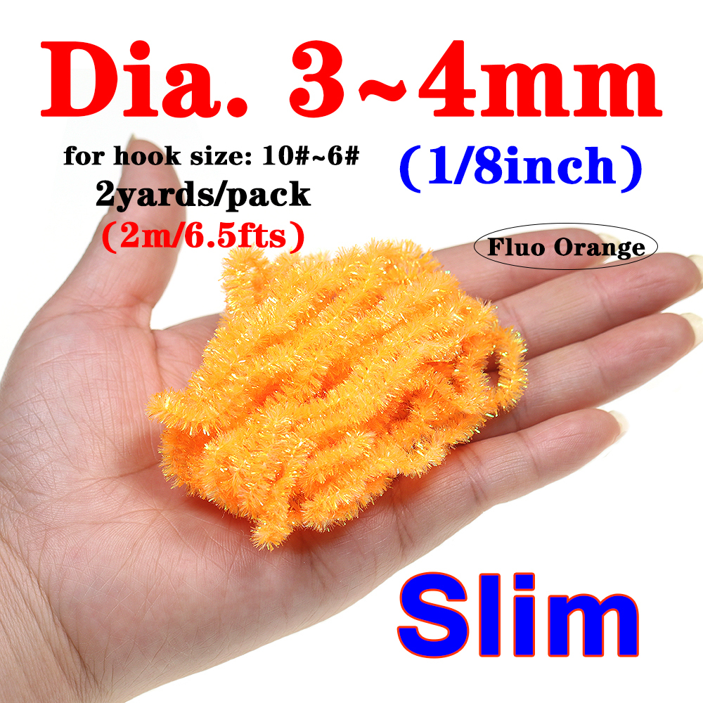 ICERIO 2meters/pack Fly Tying Materials Ice Dub Chenille Sparkly Yarn for Woolly Bugger Flashy Body Trout Fishing Fly Bait
