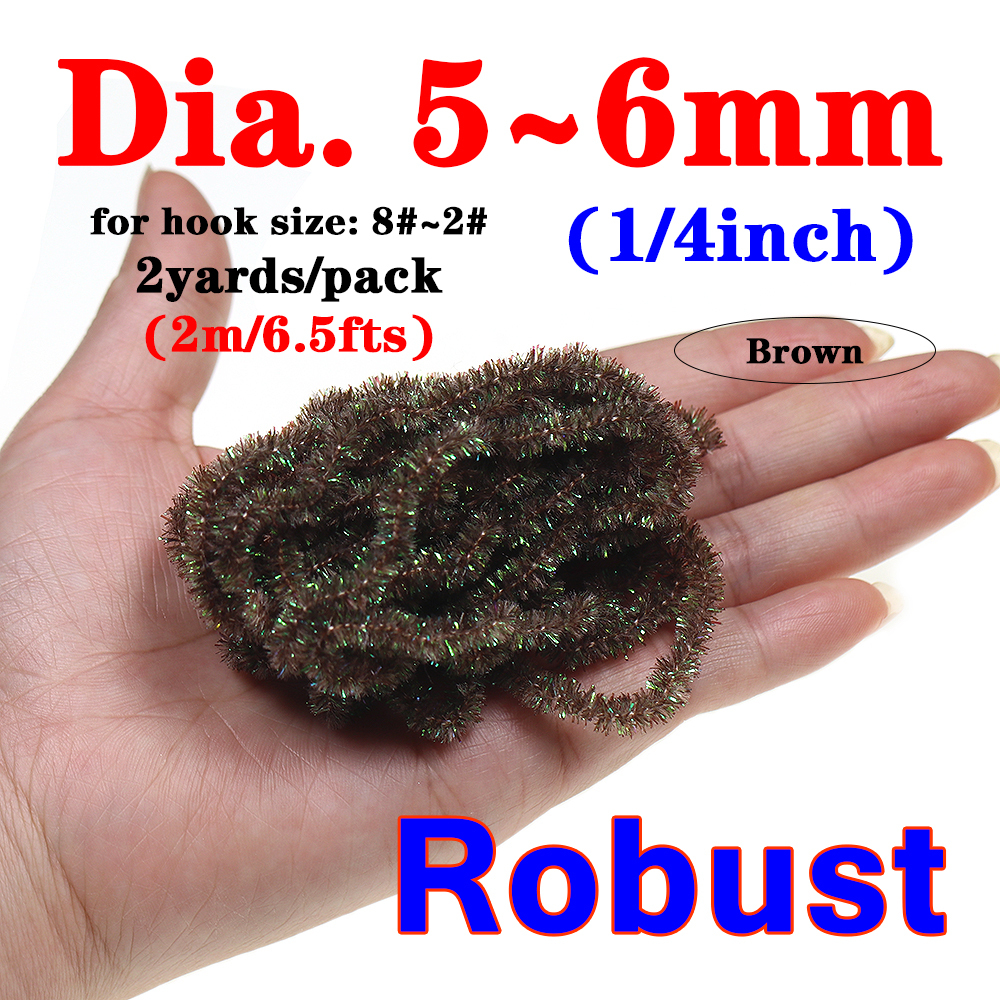 ICERIO 2meters/pack Fly Tying Materials Ice Dub Chenille Sparkly Yarn for Woolly Bugger Flashy Body Trout Fishing Fly Bait