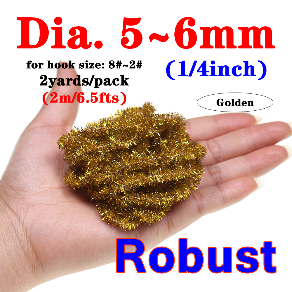 ICERIO 2meters/pack Fly Tying Materials Ice Dub Chenille Sparkly Yarn for Woolly Bugger Flashy Body Trout Fishing Fly Bait