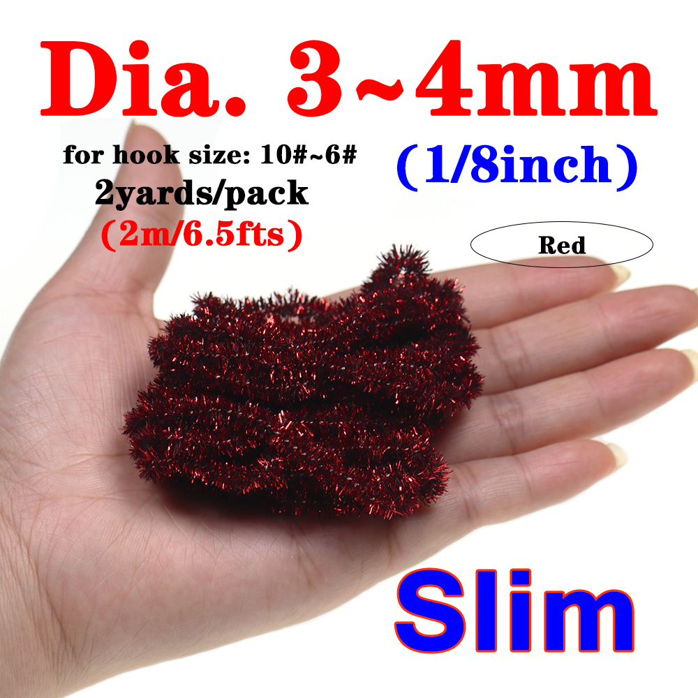 ICERIO 2meters/pack Fly Tying Materials Ice Dub Chenille Sparkly Yarn for Woolly Bugger Flashy Body Trout Fishing Fly Bait