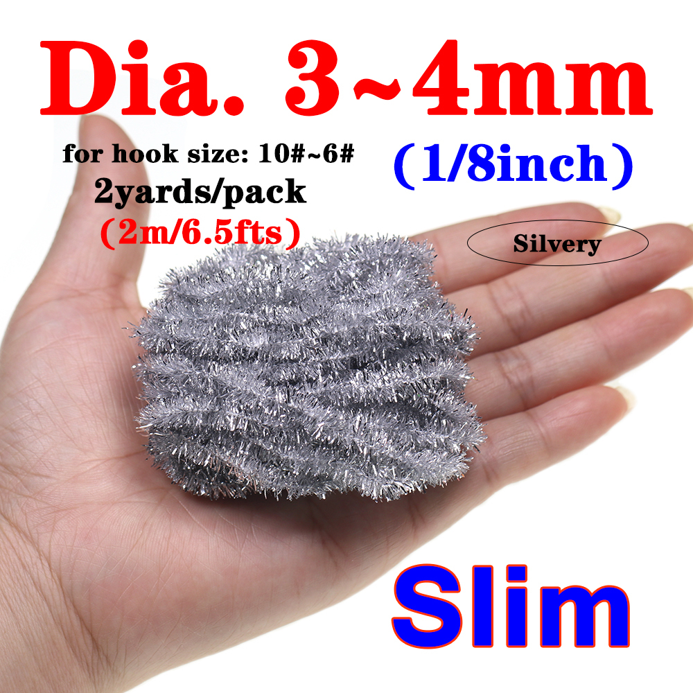 ICERIO 2meters/pack Fly Tying Materials Ice Dub Chenille Sparkly Yarn for Woolly Bugger Flashy Body Trout Fishing Fly Bait