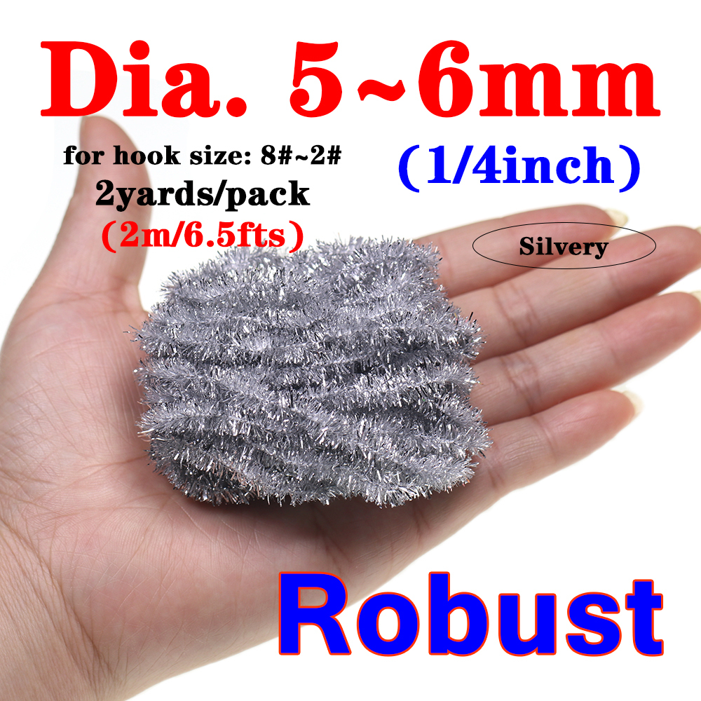 ICERIO 2meters/pack Fly Tying Materials Ice Dub Chenille Sparkly Yarn for Woolly Bugger Flashy Body Trout Fishing Fly Bait