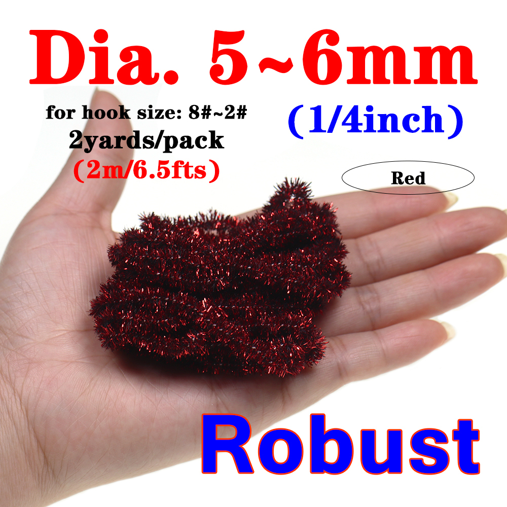ICERIO 2meters/pack Fly Tying Materials Ice Dub Chenille Sparkly Yarn for Woolly Bugger Flashy Body Trout Fishing Fly Bait