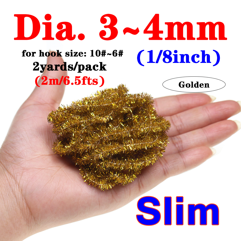 ICERIO 2meters/pack Fly Tying Materials Ice Dub Chenille Sparkly Yarn for Woolly Bugger Flashy Body Trout Fishing Fly Bait