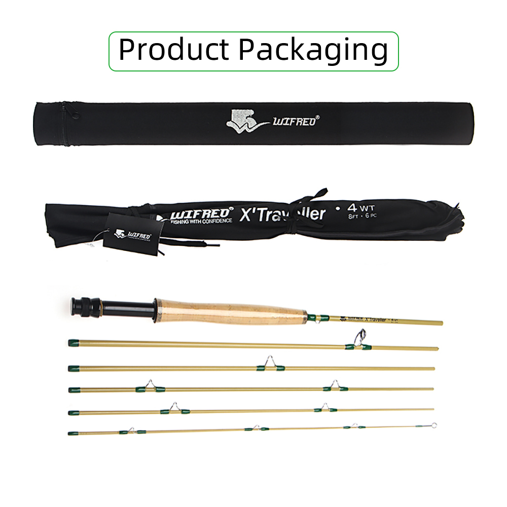 ICERIO X' Traveller 6 Setions 8FT 4WT Carbon Fiber Fly Fishing Rod For Lake Stream TroutFishing Fast Action Lightweight Portable