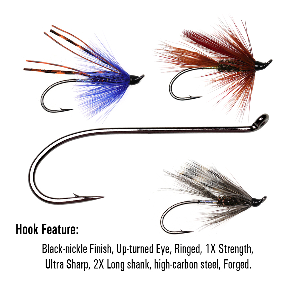 ICERIO 6PCS Mix Fly Fishing Classical Single Hook Steelhead Salmon Fly Trout Lure Baits