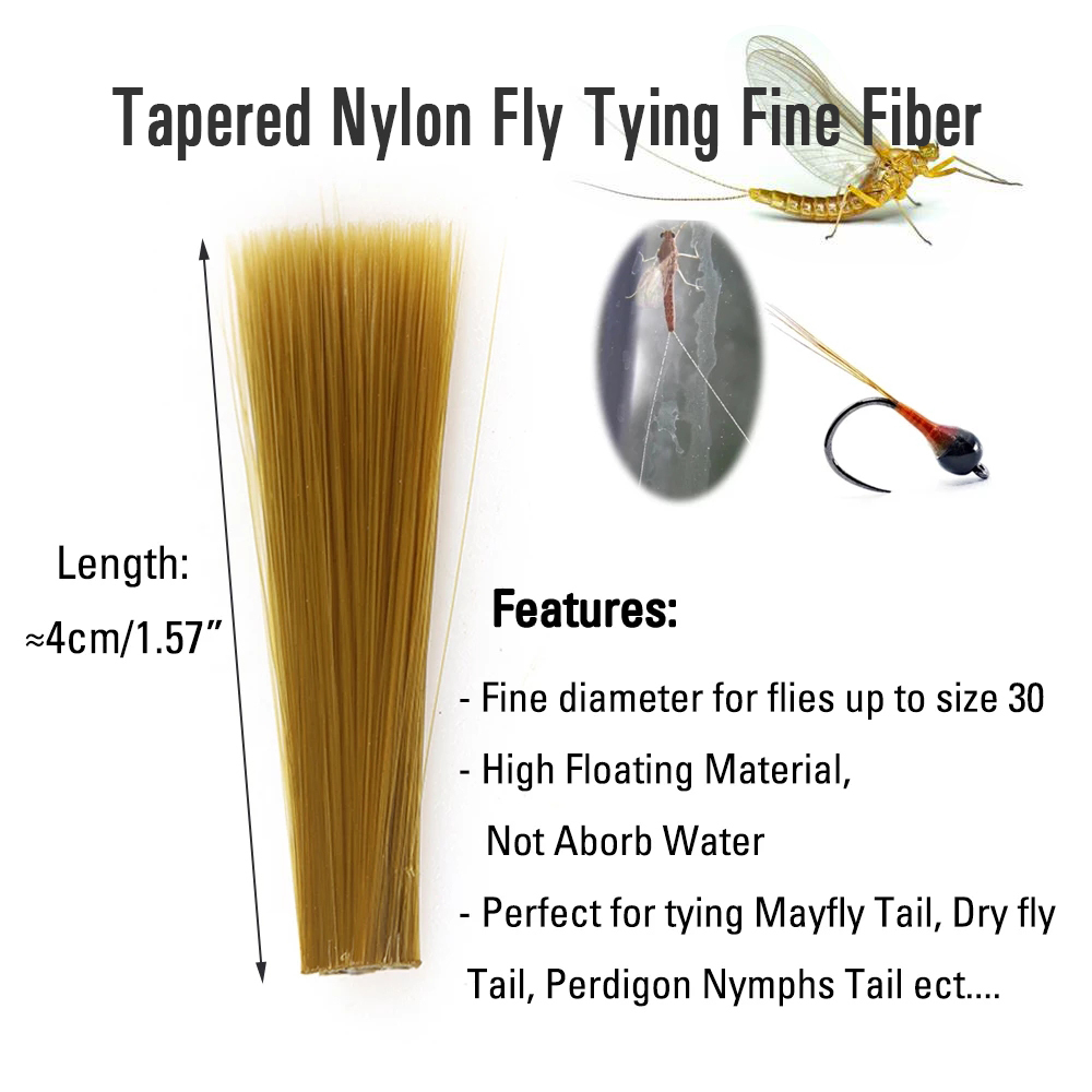 ICERIO Tapered Nylon Fibers for Dry Wet Nymphs Mayfly Tails Fly Tying Material Nylon Ultra Fine Fibers Tails Synthetic Material