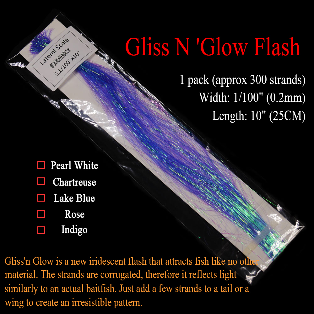ICERIO 1 Pack Gliss Glow Corrugated Flash Strands Flashabou Tinsel Saltwater Fishing Lure Bait Bass Trout Fly Tying Material