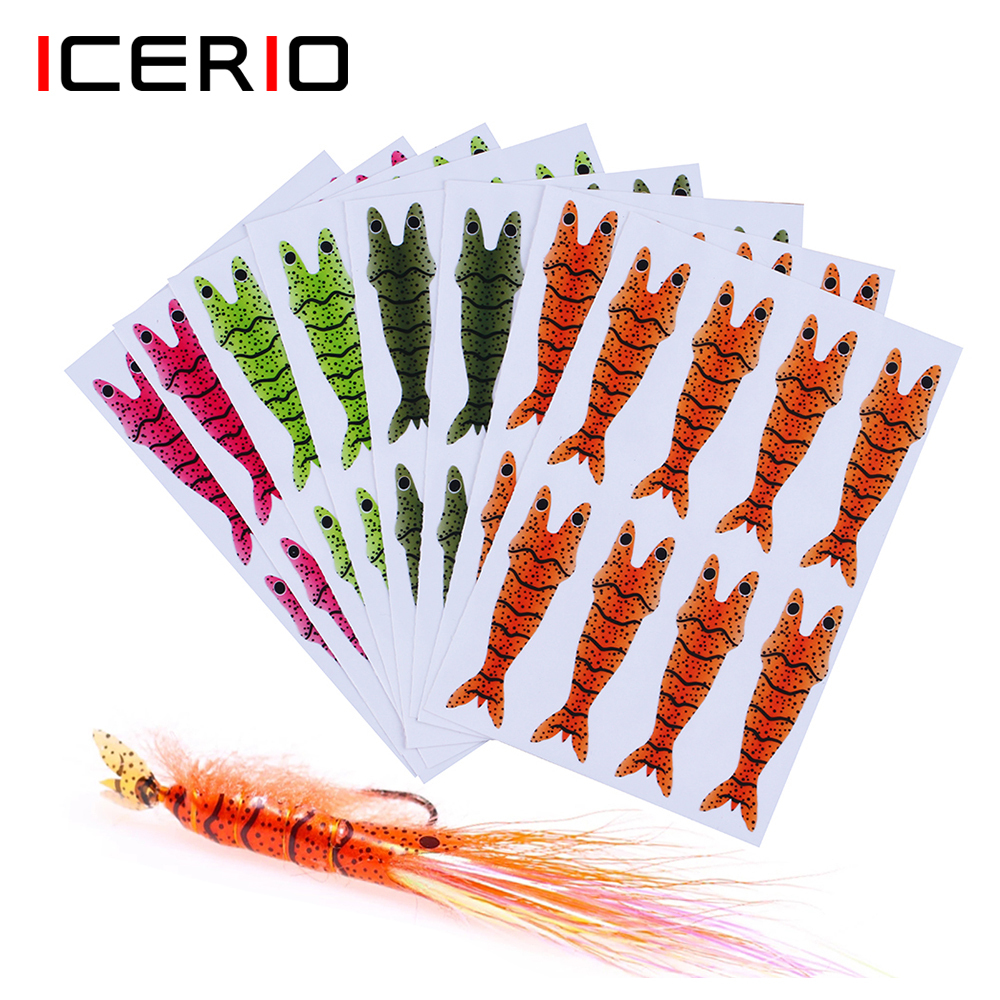ICERIO 4 Sheets Shrimp Back Thin Skin Film Fly Fishing Body Wrapping Material for Prawn Scud Nymph Flies S M L XL