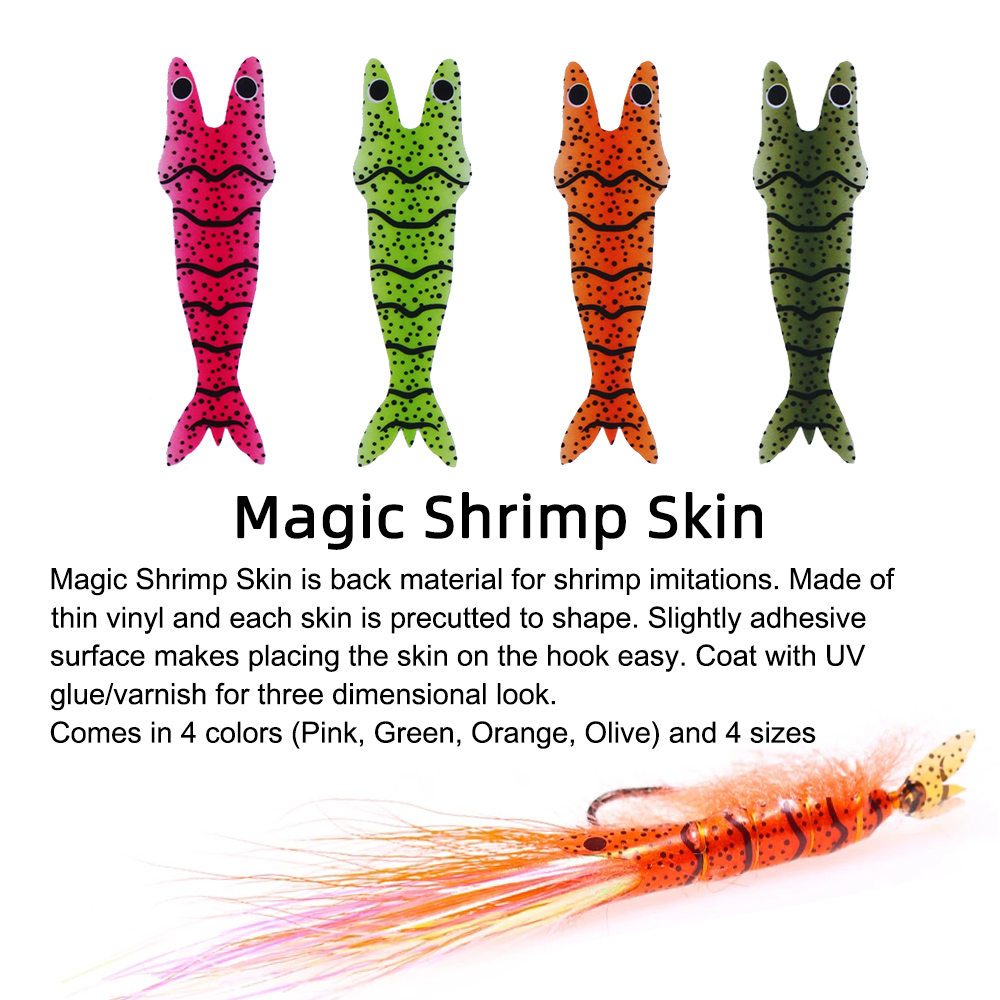 ICERIO 4 Sheets Shrimp Back Thin Skin Film Fly Fishing Body Wrapping Material for Prawn Scud Nymph Flies S M L XL