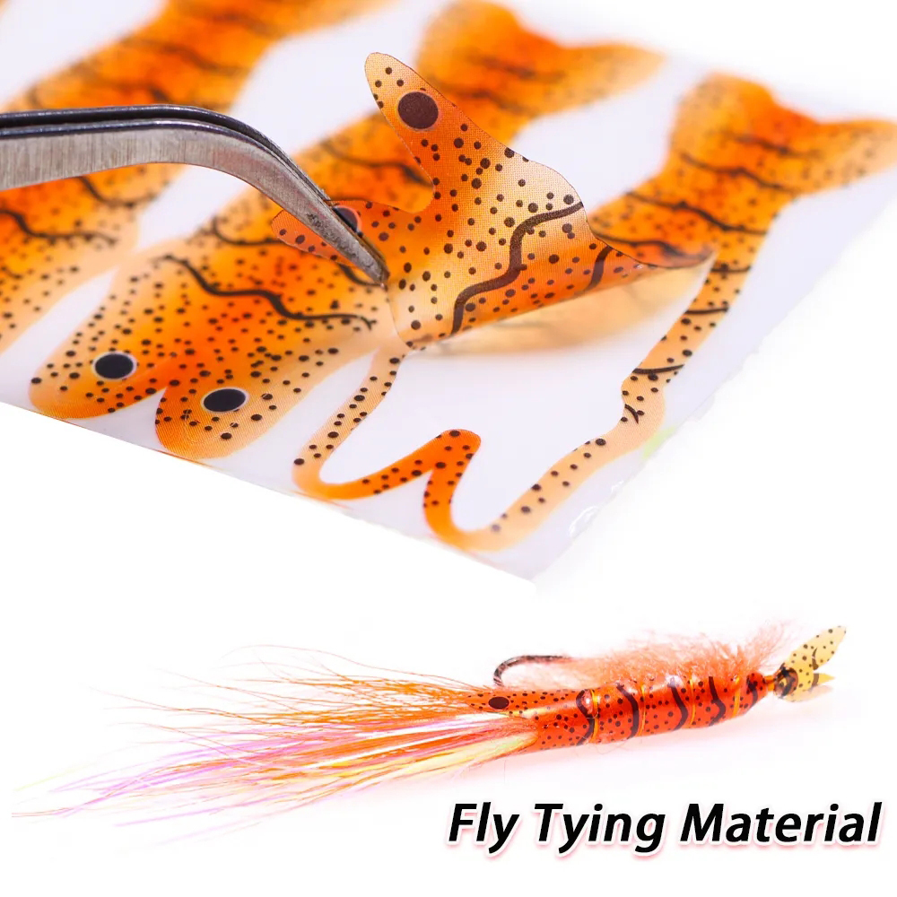 ICERIO 4 Sheets Shrimp Back Thin Skin Film Fly Fishing Body Wrapping Material for Prawn Scud Nymph Flies S M L XL