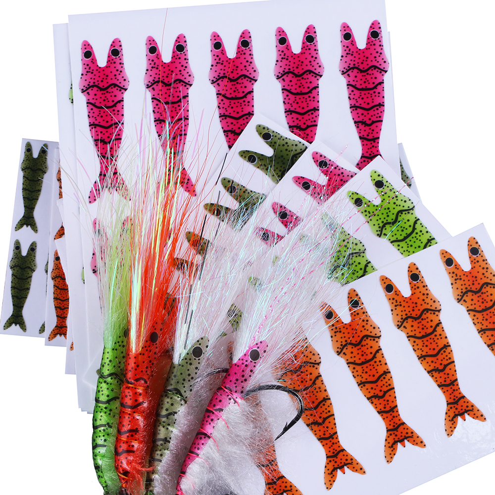ICERIO 4 Sheets Shrimp Back Thin Skin Film Fly Fishing Body Wrapping Material for Prawn Scud Nymph Flies S M L XL